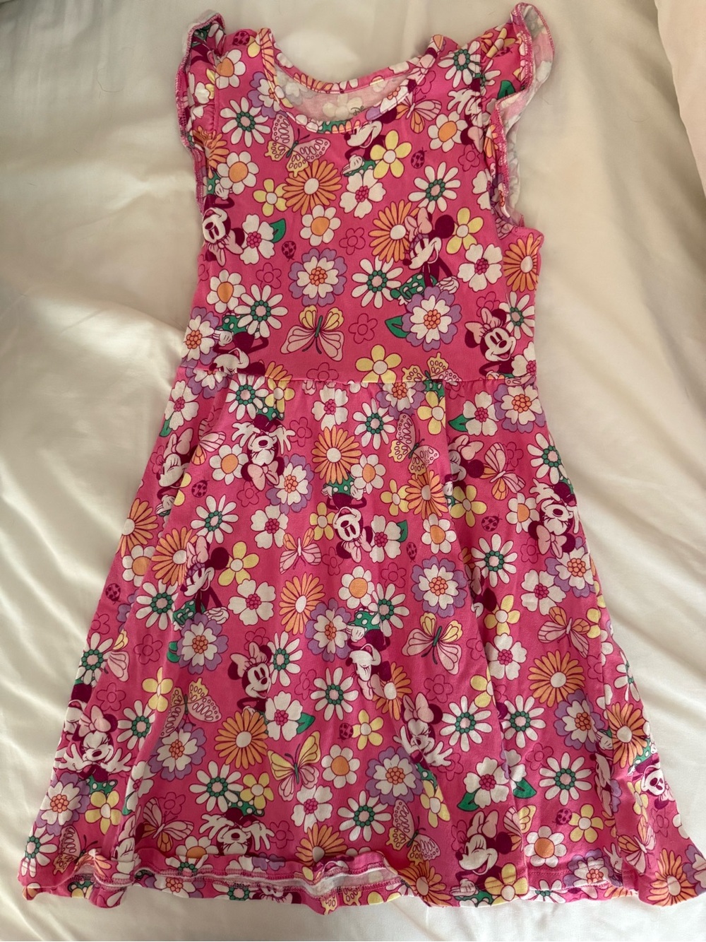 Girls Minnie Mouse Floral Pink Dress